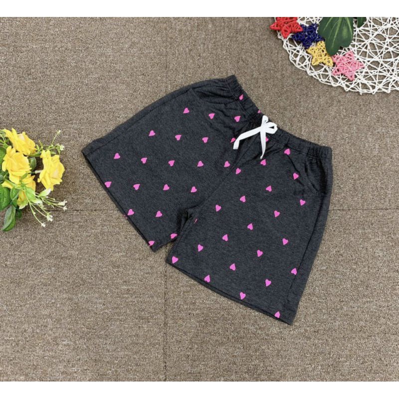 Quần sooc cotton bé gái in hình trái tim ngộ nghĩnh từ 6kg -32kg