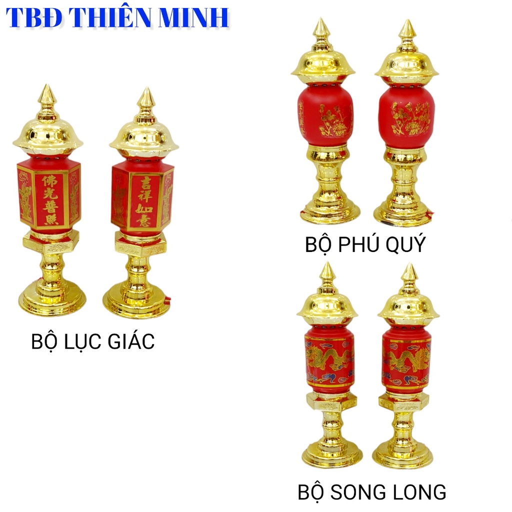 BỘ ĐÈN THỜ LỤC GIÁC ,SONG LONG, PHÚ QUÝ