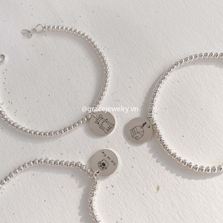[Bạc] Lắc tay mặt xu Penny (mặt xu trơn đặt khắc theo yêu cầu) Grace Jewelry