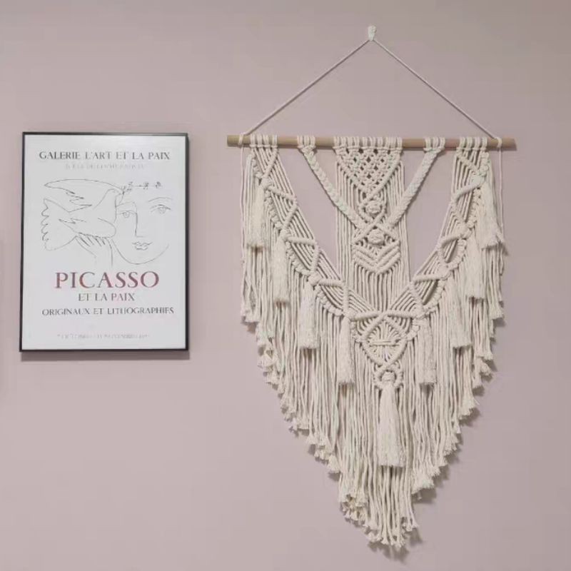 - Mành treo Rèm treo tường Macrame 50*80cm trang trí decor phòng vintage