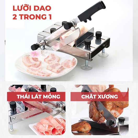 Máy thái thịt ĐA NĂNG - INOX - THỰC PHẨM ĐÔNG LẠNH, DÒ, CHẶT GÀ VỊT XƯƠNG - DAO CẮT THÁI THỊT CHỐNG RỈ, DỈ, GỈ