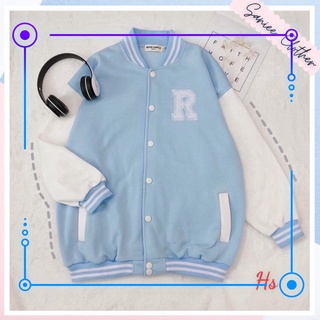  *** Áo Bomber Nam Nữ Áo Khoác Varsity Unisex Cúc Bấm Thêu Nổi Chữ R Chất Nỉ Saniee Clother - SP000604 *** 