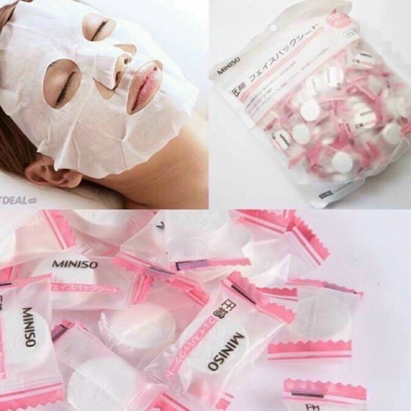 GÓI 100 VIÊN mặt nạ nén Miniso túi