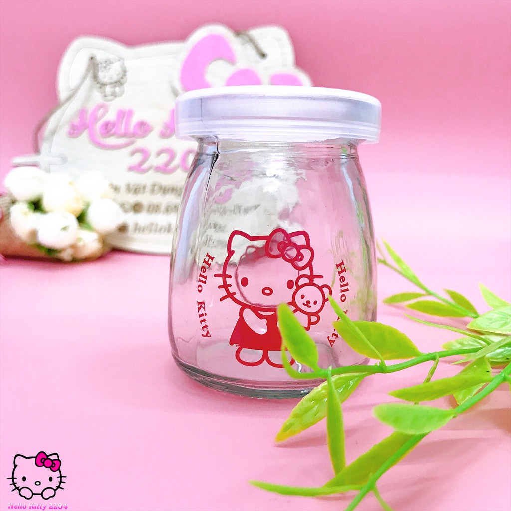 Combo 12 cốc thủy tinh đựng sữa chua hình Hello Kitty ☘☘