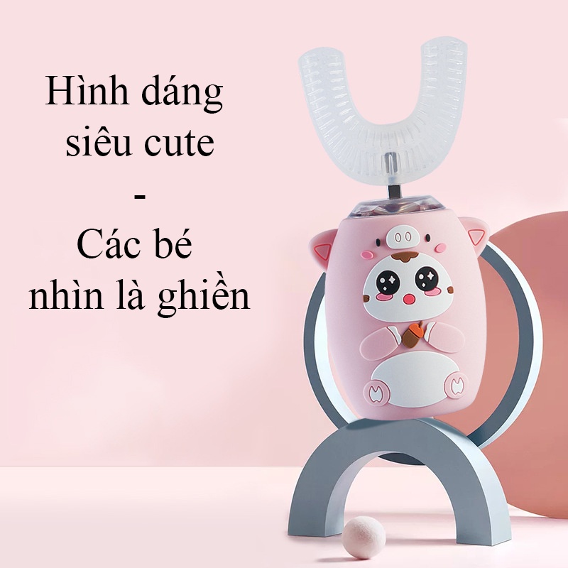 Bàn chải điện trẻ em Master V6, Máy đánh răng tự động chữ U tạo thói quen đánh răng cho bé - 2022 New