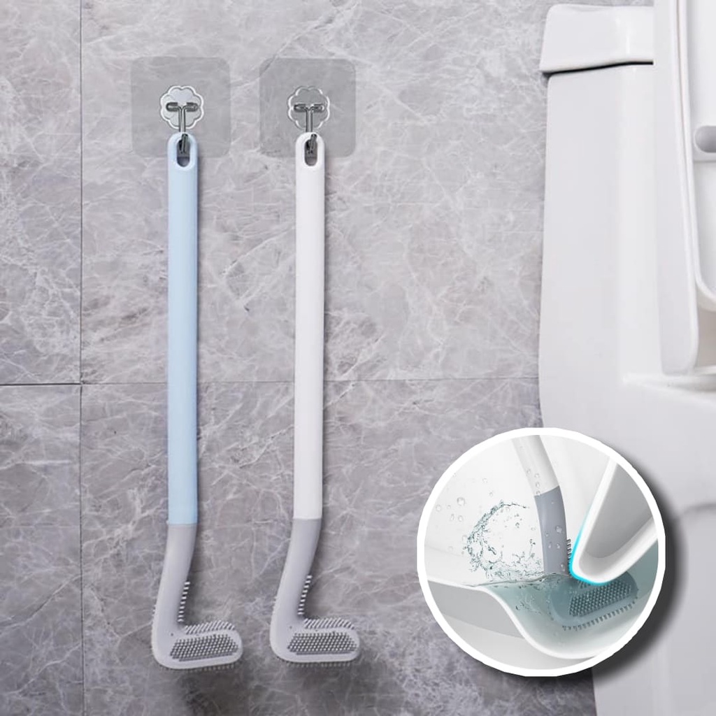 Chổi cọ toilet đầu silicone chữ L gai mềm dẻo thông minh mẫu mới