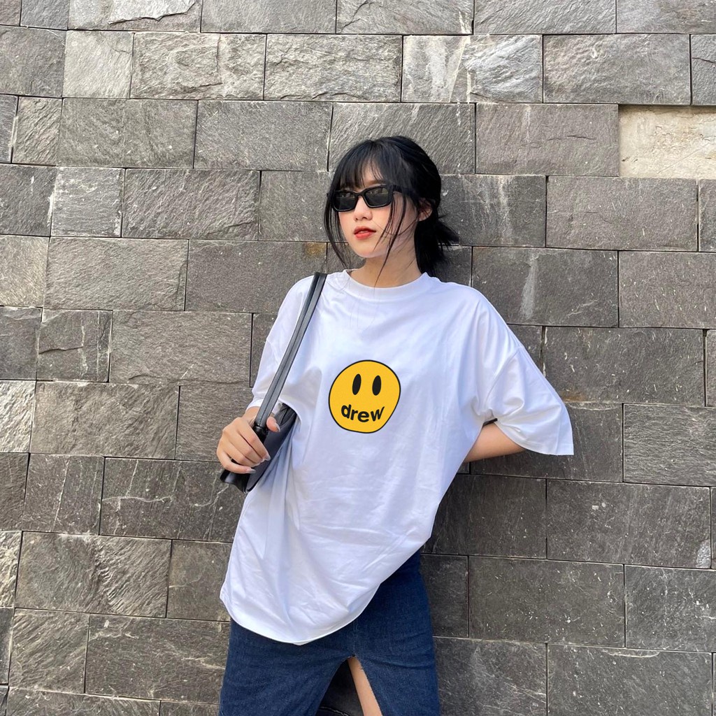 Áo thun tay lỡ DREW House Mặt cười , Áo thun unisex nam nữ form rộng oversize chất liệu Cotton | BigBuy360 - bigbuy360.vn