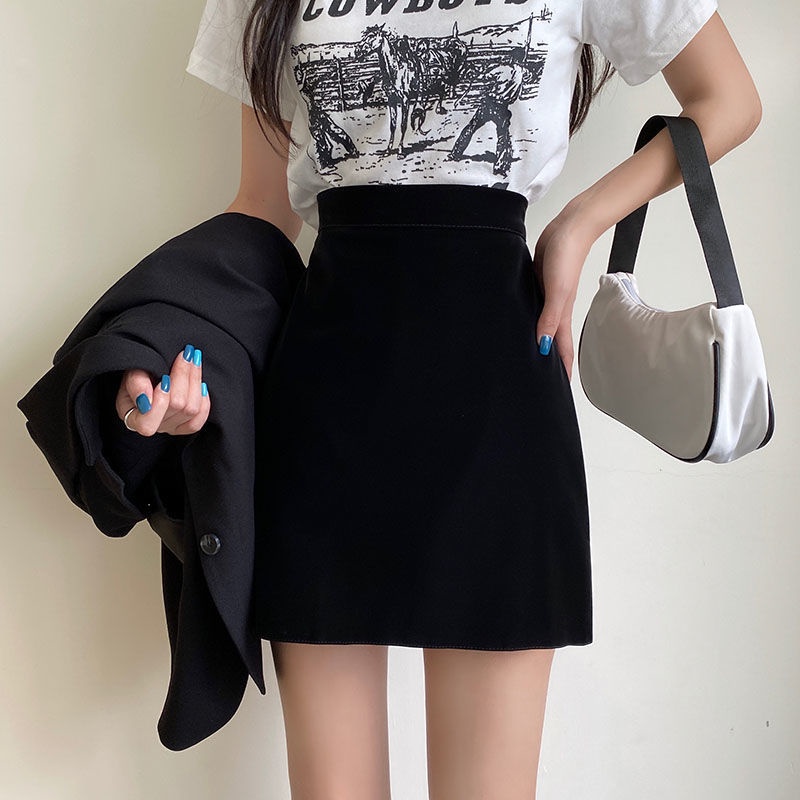 Chân Váy Chữ A Lưng Cao Màu Đỏ Đậm Phong Cách Retro Thời Trang