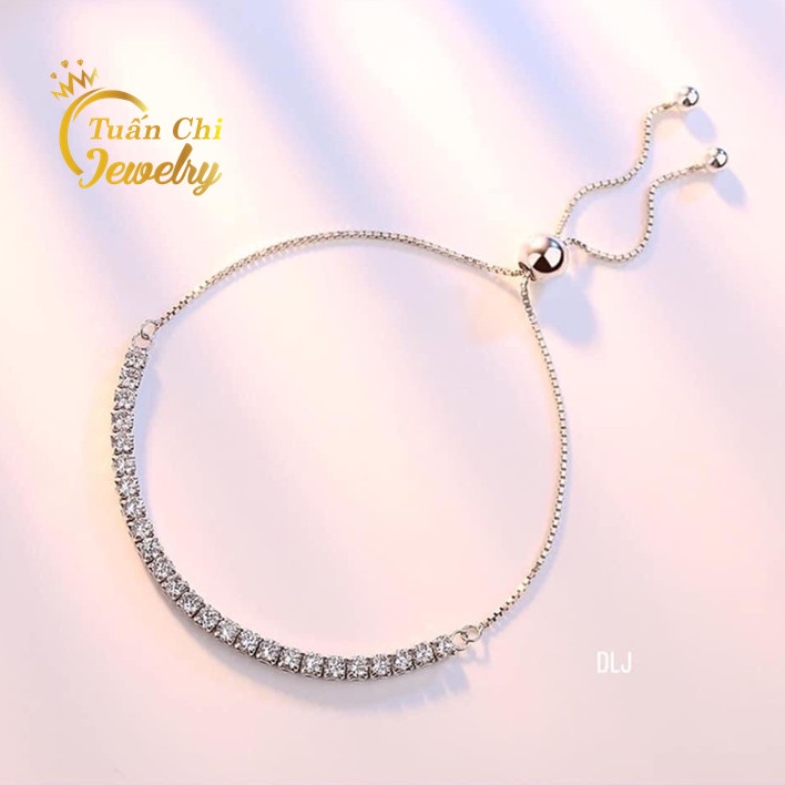 ☘BIG SALE☘ Lắc Tay Nữ, Vòng Tay Bạc Cao Cấp Đính Đá Sang Trọng, Nổi Bật, Tự Động Chỉnh Size
