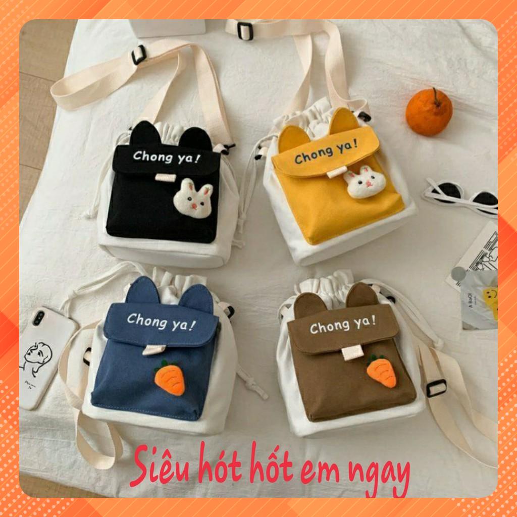 Túi đeo chéo , Túi vải mini tai thỏ CK.YA siêu dễ thương thiết kế phong cách Hàn Quốc xinh xinh