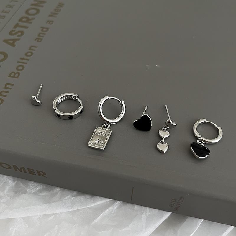 Bộ Khuyên Tai Hình Trái Tim Phong Cách Hàn Quốc Thời Trang Cho Nữ