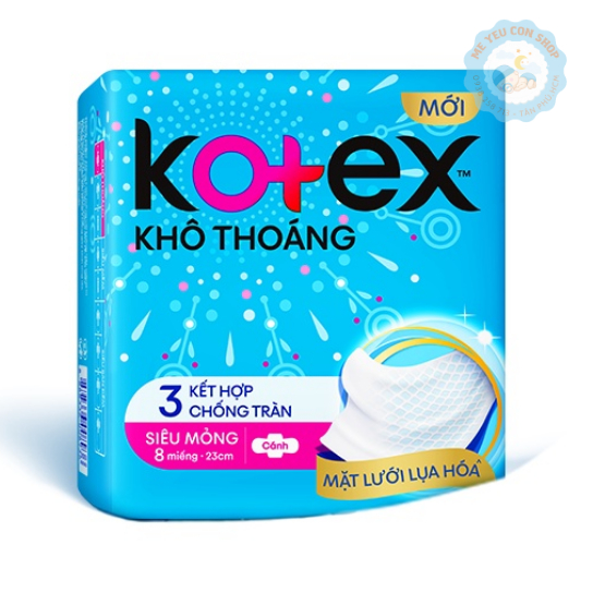 Gói 8 miếng - Băng vệ sinh khô thoáng siêu mỏng có cánh Kotex 23cm (katydang)