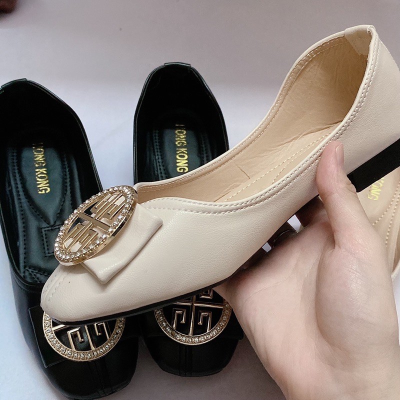 Giày búp bê nữ nơ khuy giày mọi giày bệt công sở đi làm đi chơi chất liệu da G01 Kèm CLIP và ẢNH THẬT | BigBuy360 - bigbuy360.vn