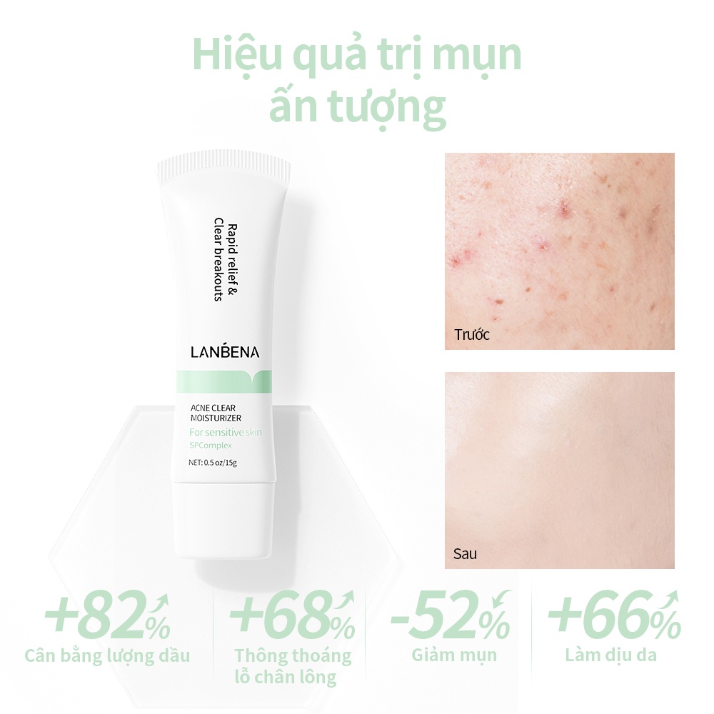 Kem dưỡng ẩm giảm mụn Lanbena acne derm chấm mụn sưng tấy nhanh chóng Phục hồi Kiểm soát dầu Làm dịu da 15g