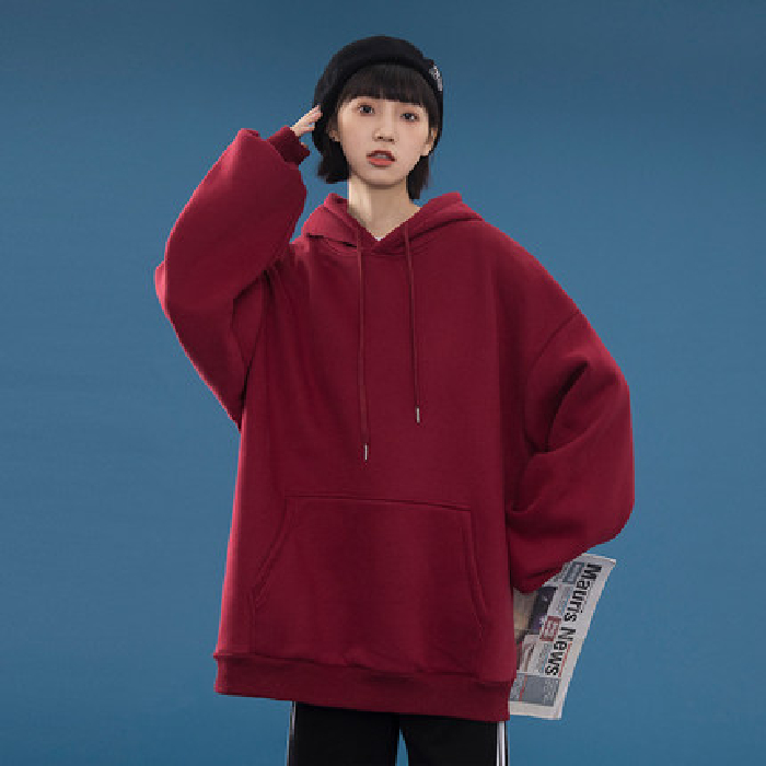 Áo Hoodie Tay Dài Màu Trơn Phong Cách Hàn Quốc Cho Cặp Đôi