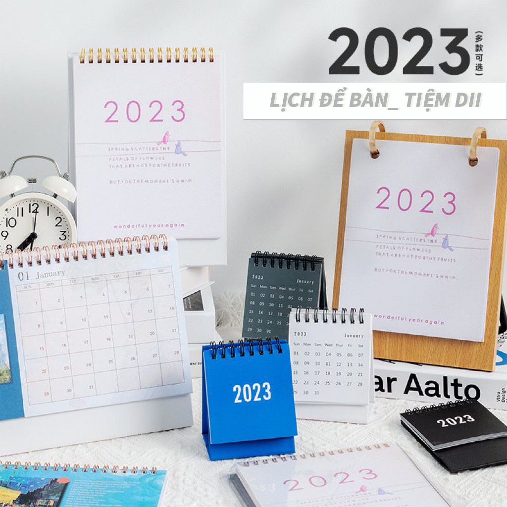 Lịch Năm 2023 Để Bàn Phong Cách Vintage Và Note Ghi Chú Tiện Lợi