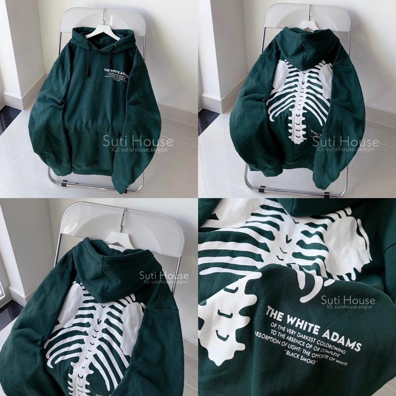 Áo Hoodie THE WHITE ADAM Unisex Màu Xanh Rêu Form Rộng - Suti House