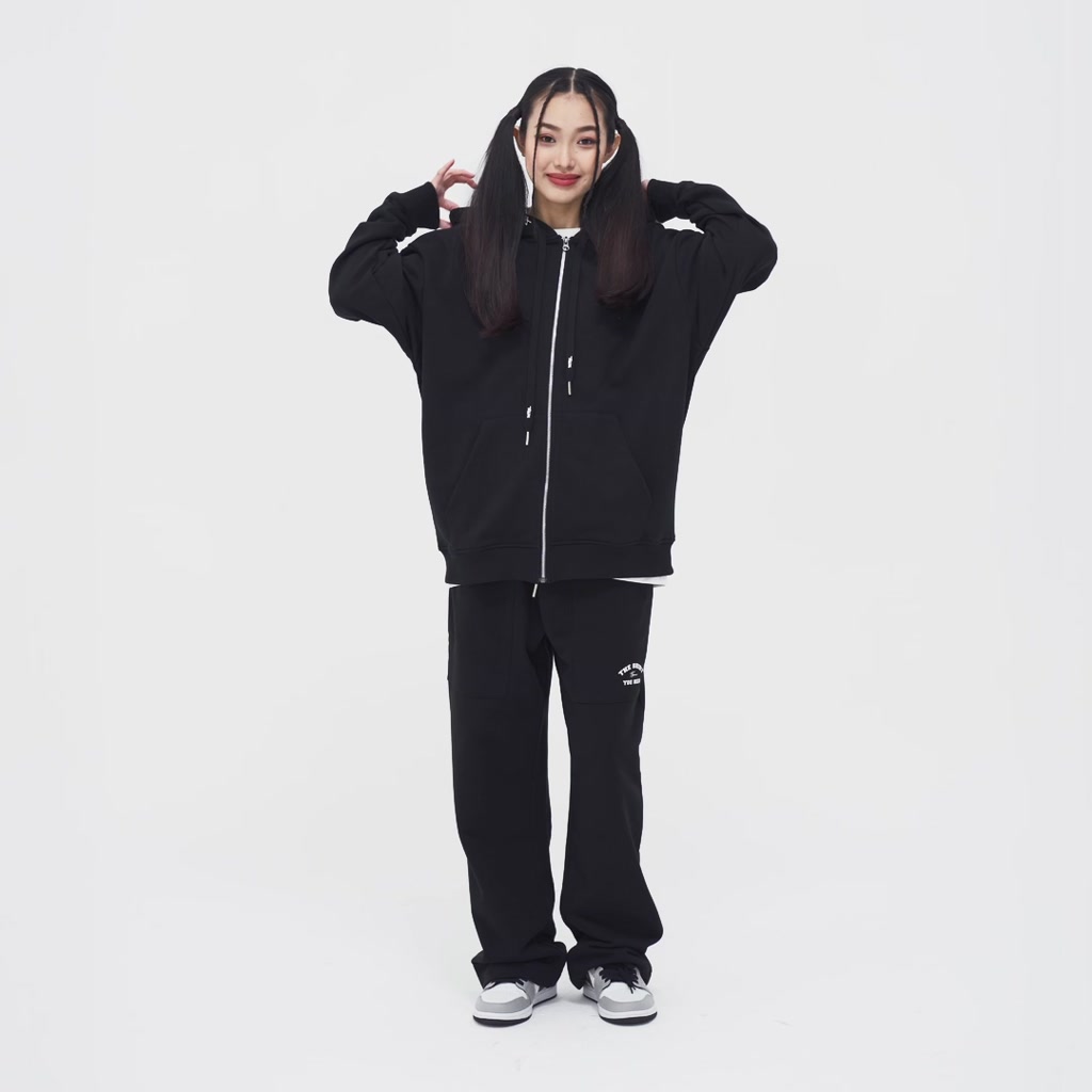 Áo Nỉ Hoodie Zip TSUN BigLogo - Khóa Kéo - Thêu - [UNISEX] - Đen - Thêu trên Nón, In Dây luồng nón | BigBuy360 - bigbuy360.vn