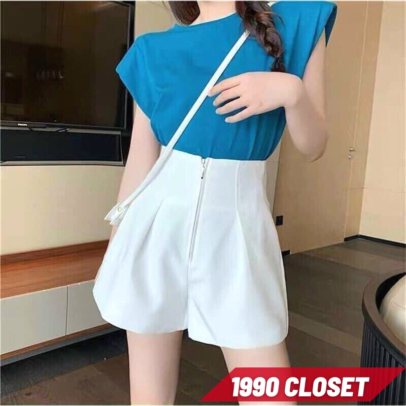 Quần short nữ lưng cao ống rộng, Quần đùi nữ khóa trước cạp liền mẫu mới cực xinh | BigBuy360 - bigbuy360.vn
