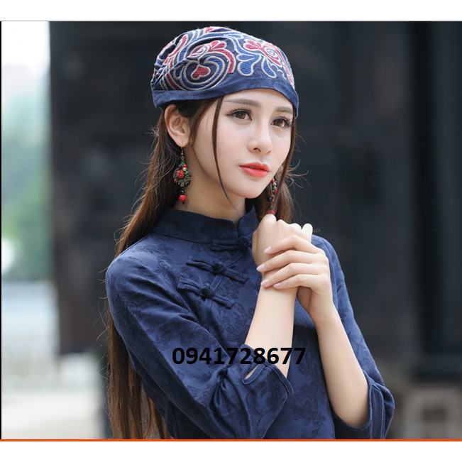 Mũ nón chụp đầu thổ cẩm dân tộc họa tiết