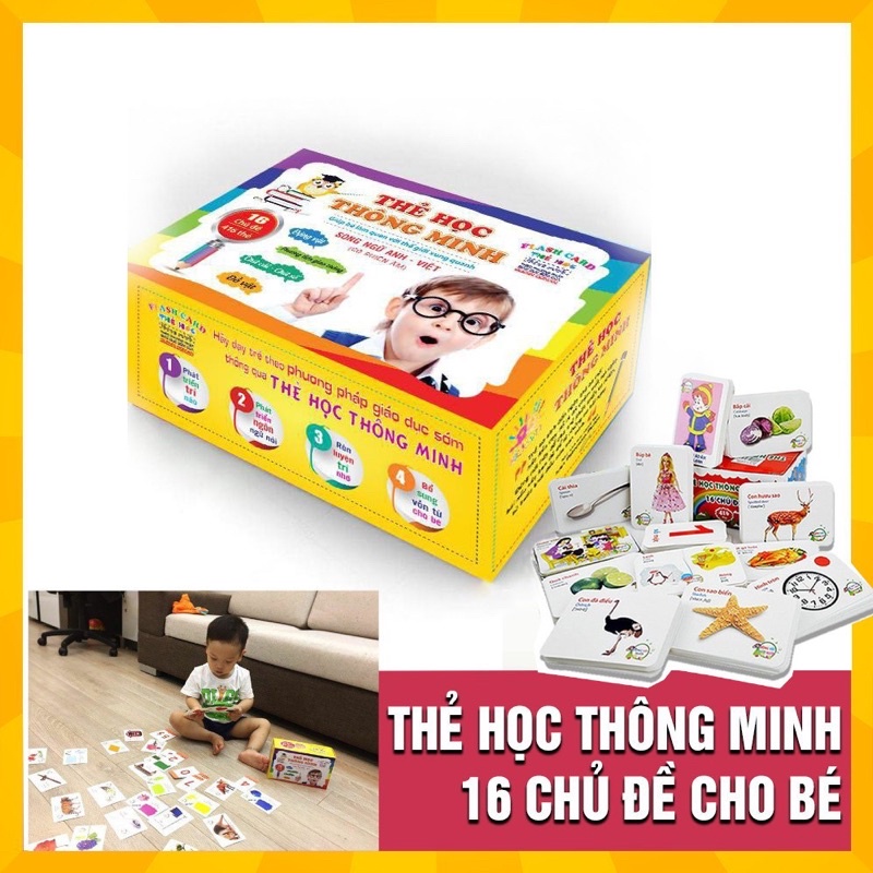 [GIÁ RẺ ] BỘ THẺ HỌC THÔNG MINH CHO BÉ 16 CHỦ ĐỀ 416 THẺ
