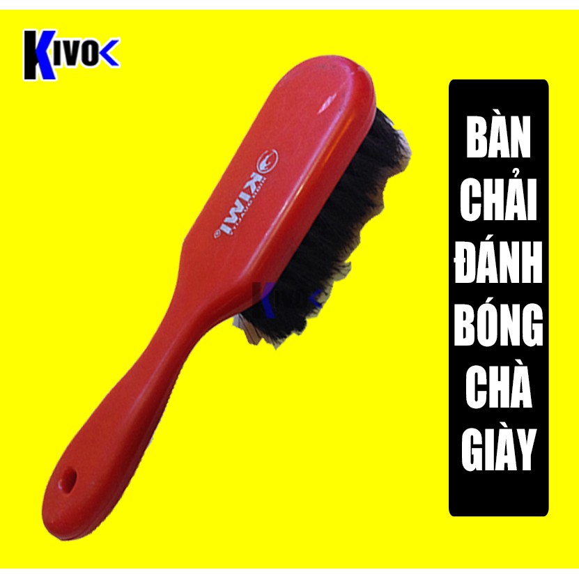 Bàn Chải Đánh Giày Lông Ngựa KIWI CÁN DÀI cầm tay - Dụng Cụ Chà Giầy / Giày Da Mềm - Đánh Bóng Xi Đen Nâu - Kivo