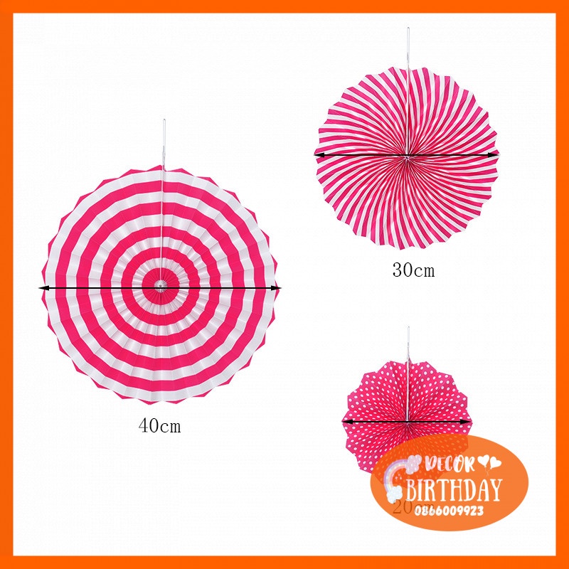 Bộ Quạt Giấy HOT SALE Trang Trí Sinh Nhật, Phòng Cưới, Tiệc Thôi Nôi, Hàng Đẹp Dày Dặn, Nhiều Mẫu