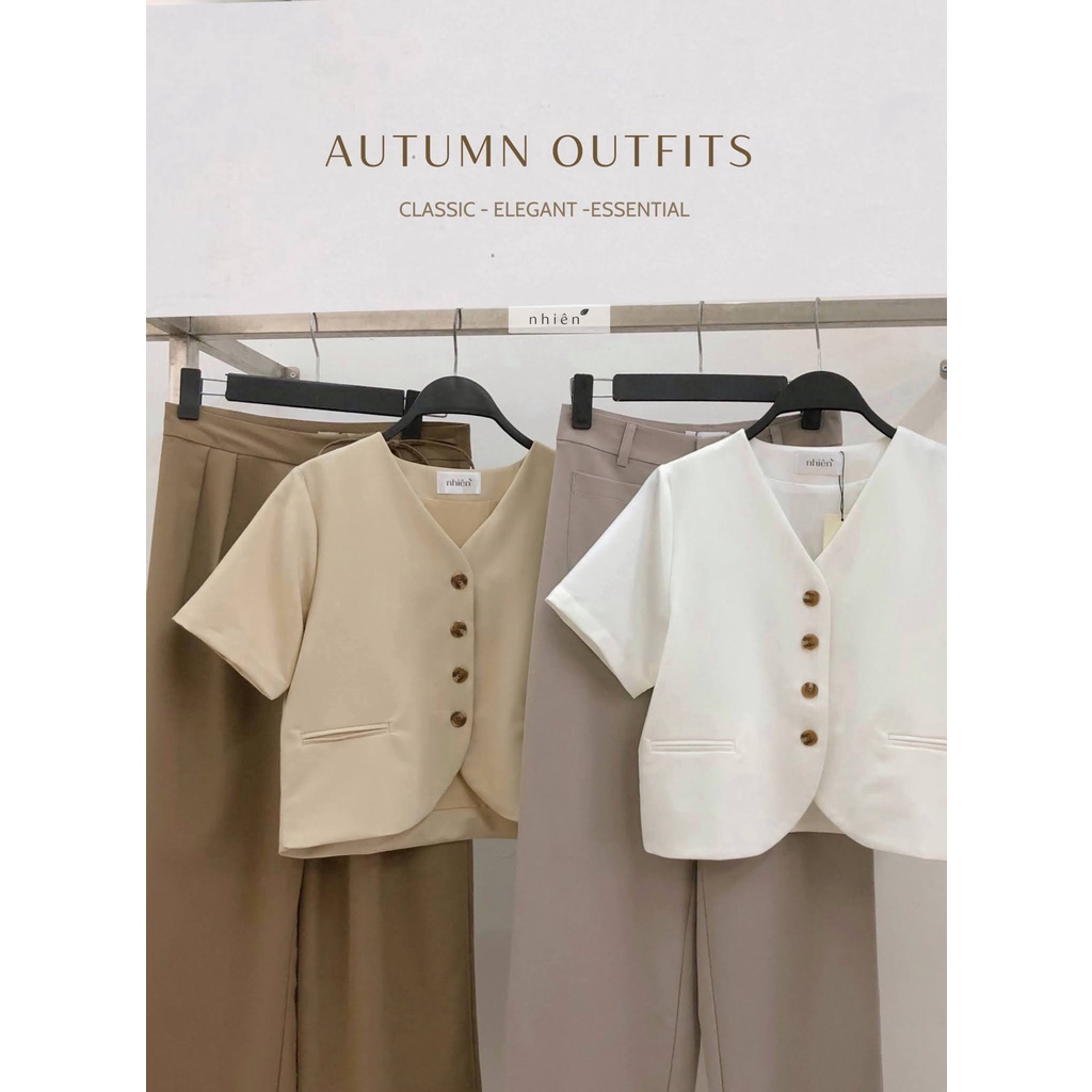 Áo kiểu nữ - Áo cổ V thanh lịch nhiennhienvintage BA006