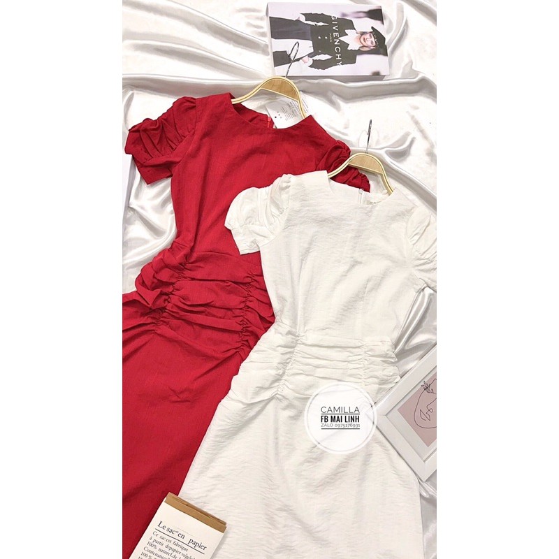 [Mã WASTMAY giảm 15% tối đa 30K đơn 150K] ⚡️BÁN SỈ⚡️Đầm nhún eo 2 màu đỏ trắng chất đũi tằm | BigBuy360 - bigbuy360.vn
