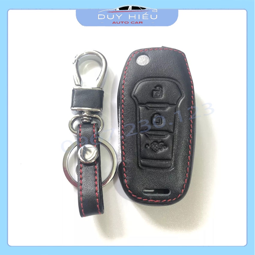 Bao Da Chìa Khóa Ô TÔ FORD RANGER XLS, XLT 2016-2019 Chìa Gập Da Thật