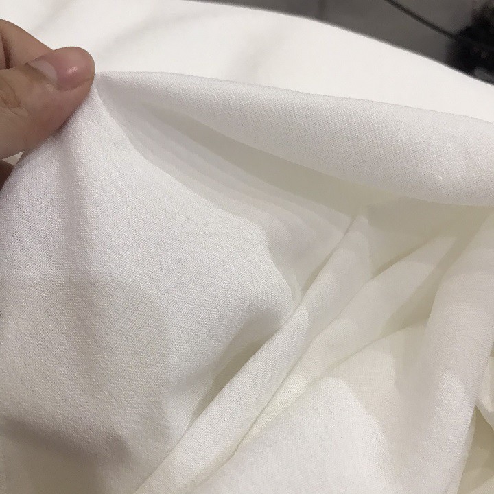 Vải Bán Mét Giá Rẻ - Vải Lụa Cát Nhật Trắng ( Cotton + Polyester ) - Khổ 1m5 - Chất Dày Dặn Co Giãn Nhẹ - May Áo Dài