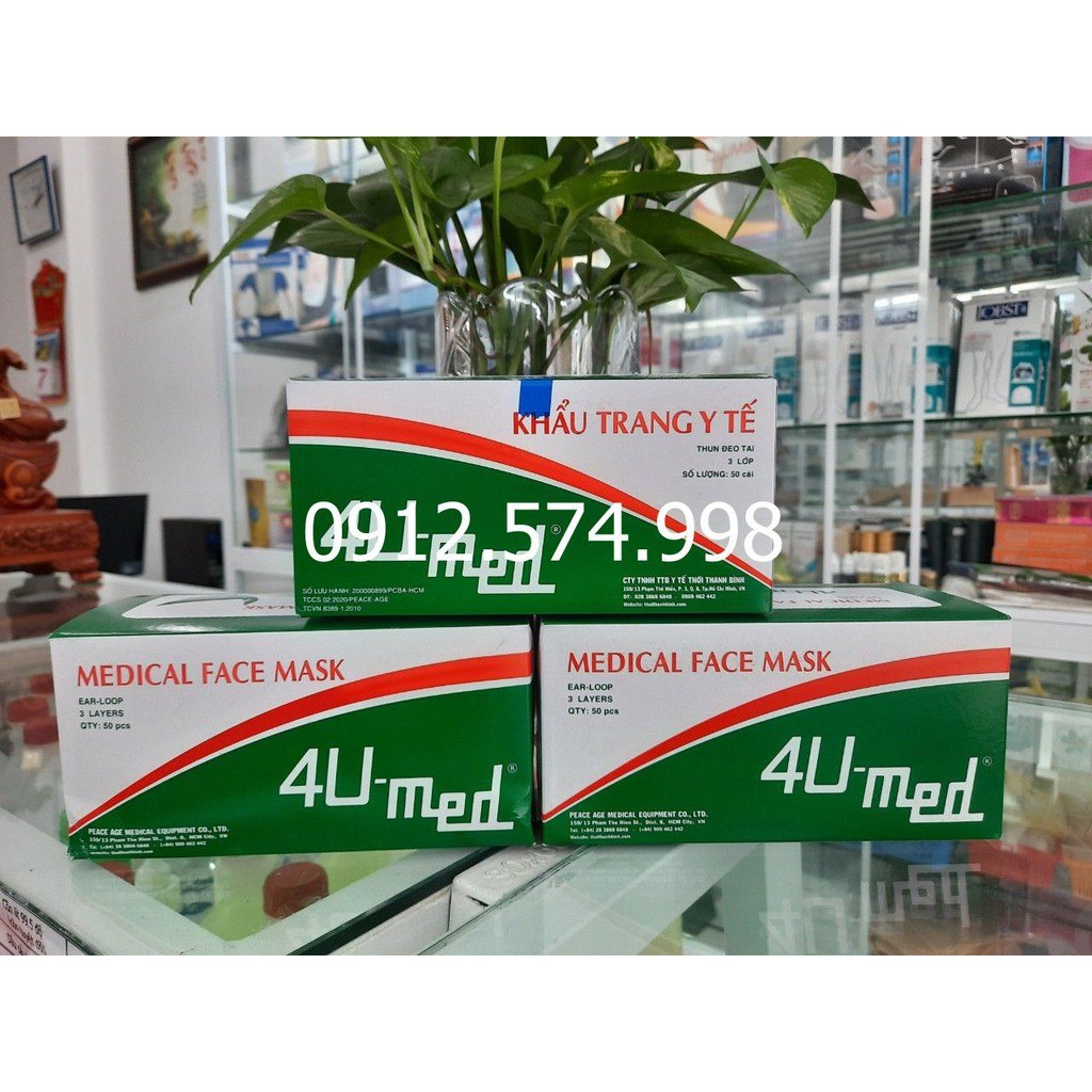 Khẩu trang y tế 4U màu trắng 3 lớp cao cấp