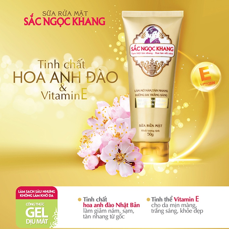 Bộ ba dưỡng da cơ bản SẮC NGỌC KHANG { kem dưỡng đêm 10g+ sữa rửa mặt 50g + Nước hoa hồng 145ml}