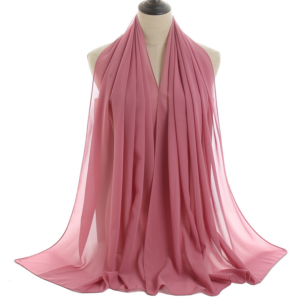 Khăn voan bong bóng màu đồng nhất, Khăn quàng cổ hijab Hồi giáo mềm mại thời trang quấn khăn choàng dài nhẹ cho phụ nữ