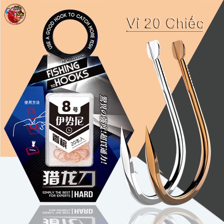 Lưỡi Câu Cá HOÀNG KIM GIÁP Nhật Bản (20 chiếc) Màu Vàng Đồng Siêu Bén Lưỡi Câu Có Ngạnh Siêu Bền Cao Cấp