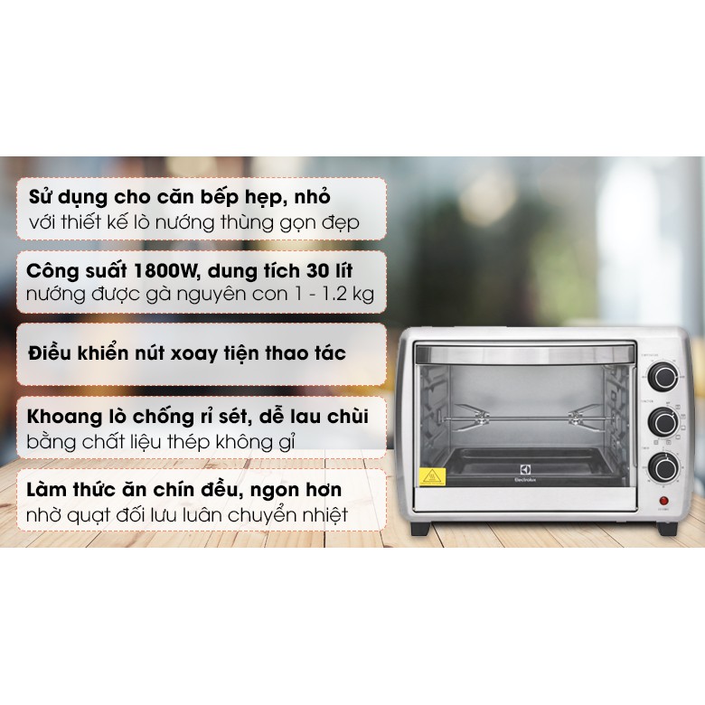 Lò nướng Electrolux EOT30MXC 30 lít (Miễn phí giao tại HCM-ngoài tỉnh liên hệ shop)