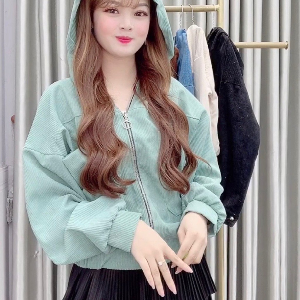 Áo Khoác KAKI Nữ  Nhung Gân Trơn Dài Tay 1 Lớp - 5 Màu Nâu, Xanh, Be, Đen - Hanlly Fashion Thời Trang Nữ - AK1