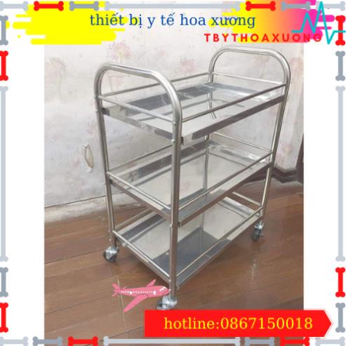 Xe Đẩy Inox 3 Tầng- Xe Tiêm Inox 3 Tầng Thiết bị phòng khám Spa