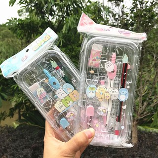 Bộ thước kẻ eke, compa, tẩy chì, hộp đựng...( bộ học sinh)molang siêu dễ thương