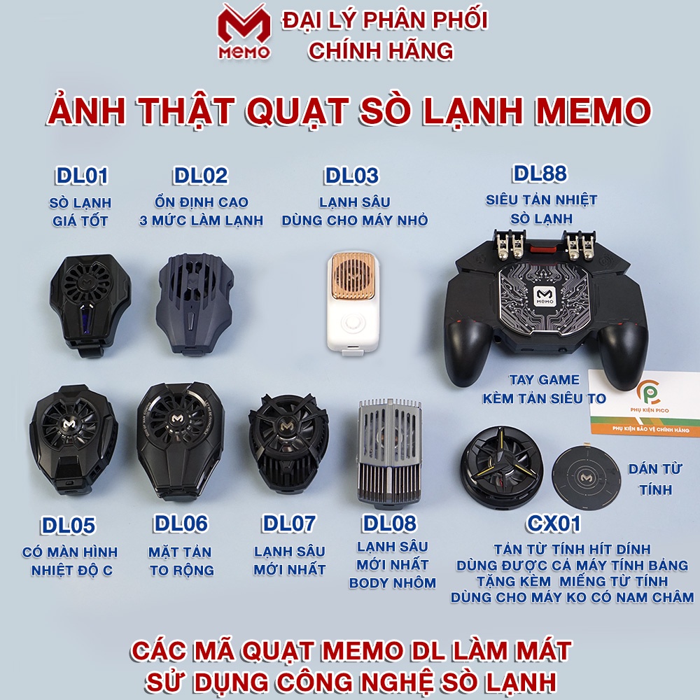 Quạt tản nhiệt điện thoại Memo DL08/DL07/DL06/DL05 2022/CX01 - Quạt tản nhiệt điện thoại FL05/FL06/FL07