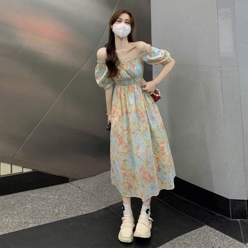 ❤️ Đầm hoa nhí nữ cổ vuông họa tiết đầy khí chất - V21