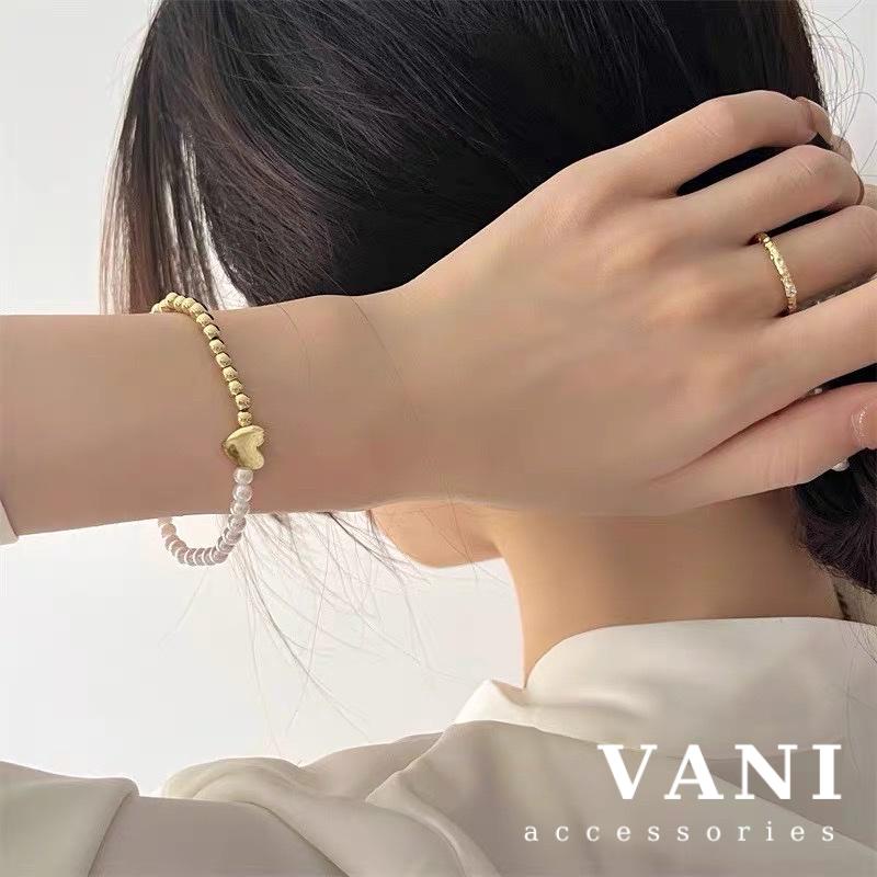 Lắc Tay Hạt Trai Phối Bi Vàng Và Trái Tim Sophia - Vani Store - TS000668
