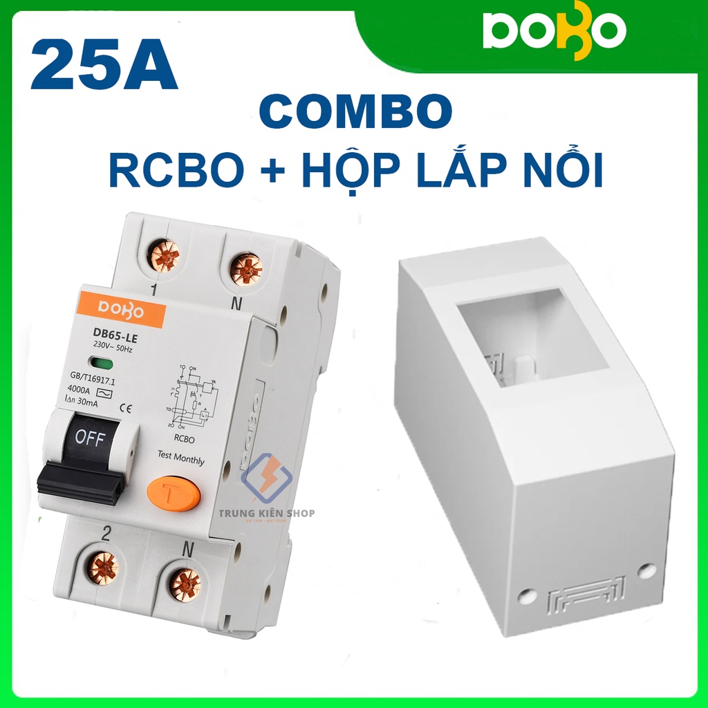 Cầu Dao Chống Giật 25A RCBO DOBO KOREA  đa năng - siêu nhạy 30mA - Aptomat chống giật test trực tiếp