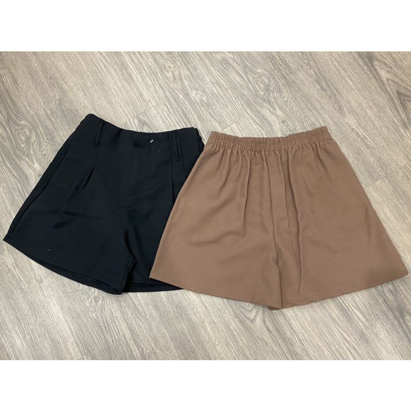 [AN MỘC] Quần short đùi ống rộng cạp liền lưng cao màu nâu xinh xắn cho nữ