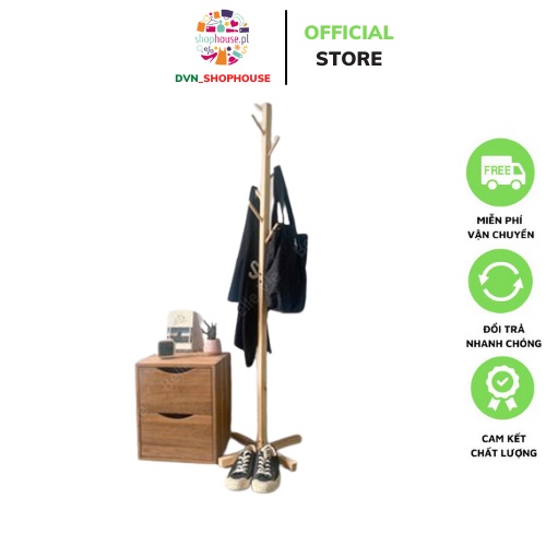 Cây Treo Quần Áo 100% Gỗ Thông Cao Cấp - Phong Cách Hàn Quốc Decor Nhà Cửa - Kt 153 x 45 x 35cm