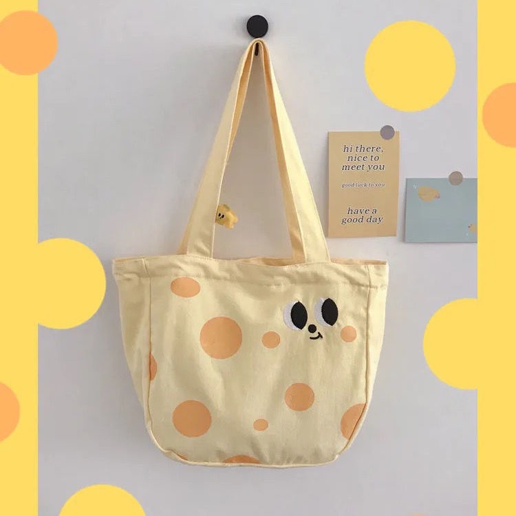Túi Xách Canvas Cỡ Lớn Họa Tiết Hoạt Hình Dễ Thương Phong Cách Retro