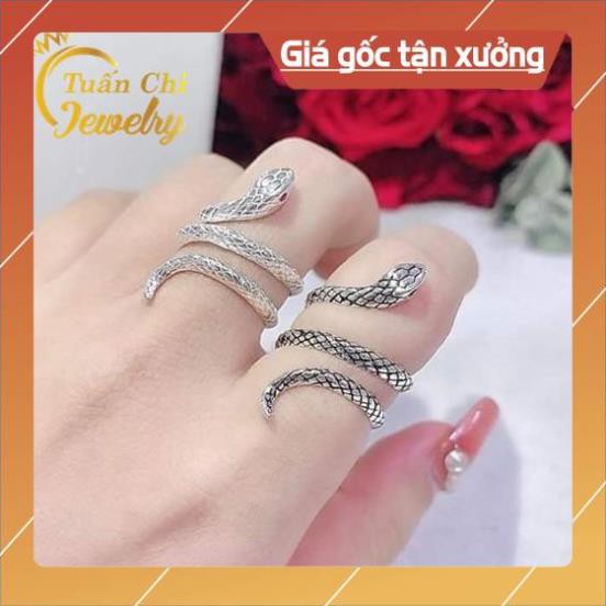 Nhẫn Bạc Nữ ⚡ HÀNG MỚI VỀ⚡ Nhẫn Hình Con Rắn Kiểu Dáng Độc Lạ Dành Cho Nam Nữ Free Ship Toan quoc