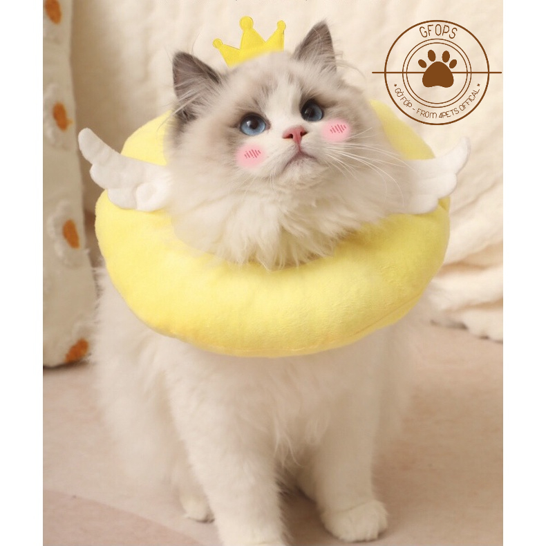 Vòng chống liếm/ Gối chống liếm Elizabeth cho chó mèo mẫu Thiên Thần có dây rút chỉnh size - 4pets official