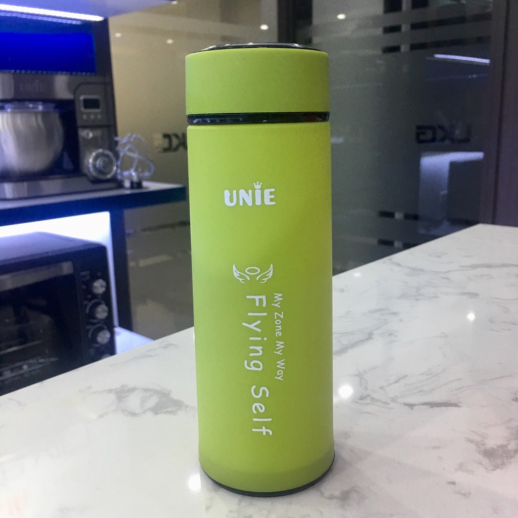 Bình đựng nước giữ nhiệt UNIE UN100 chất liệu thủy tinh bọc nhựa, dung tích 450ml