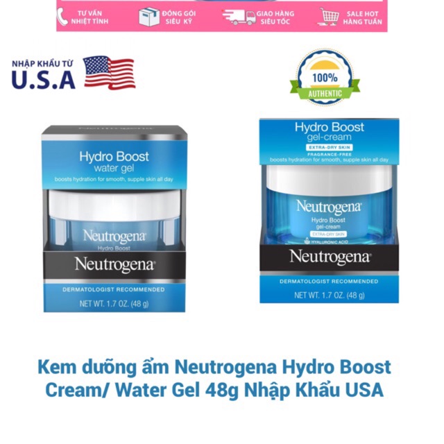 [BảnMỹ]Kem dưỡng ẩm cho da khô Neutrogena Hydro Boost Gel Cream for Extra – Dry Skin (48g)